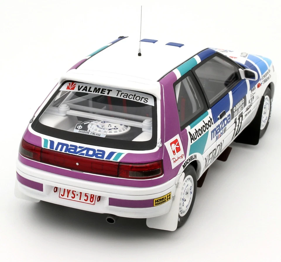 OTTOMOBILE, MAZDA 323 GTX GR.A #10 1000 Lakes Rally 1991 T.MÄKINEN, 1/18, OT... - Immagine 4 di 4