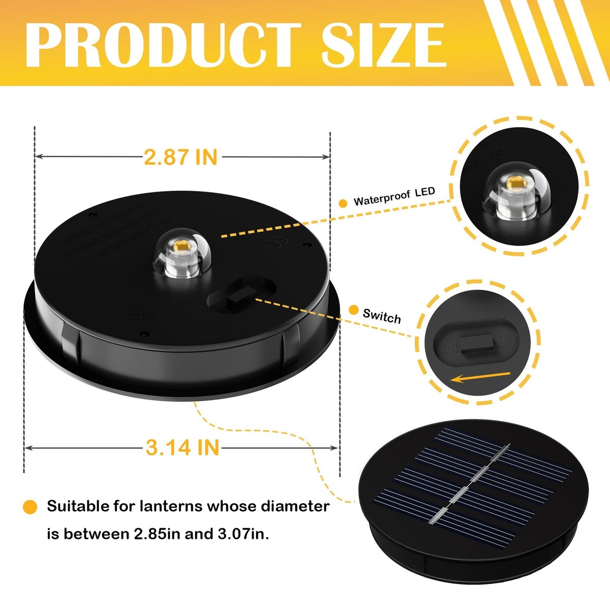 4-Pack Solar Light Replacement Tops, 3.14