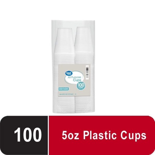Disposable Plastic Cups Clear 5 oz 100 Count All Purpose Party Drinking ...