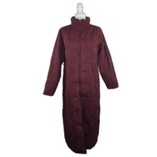 L.L. Bean Women's Microsuede Quilted Down Long Coat Goose Down Ultra Warm Large