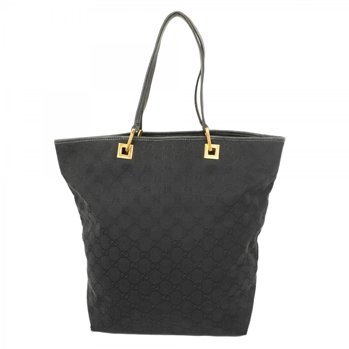 GUCCI GG Canvas Tote Bag in Black with Gold Hardware 36611