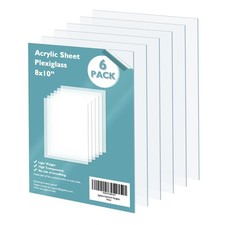 Egofine Plexiglass Sheets Acrylic 6 Pack of 8x10 0.04 8x10", Clear