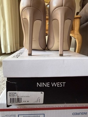 Nine West Beige Solid Pump Heels Pointed Toe Stiletto Slip On 8.5W
