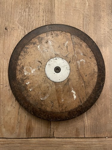 Track & Field Antique Throwing Discus, Wood With Metal Rim, Vintage