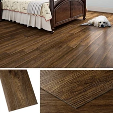 18-Pack Dark Walnut Wood Grain Peel and Stick Floor Tile Waterproof Flooring ...