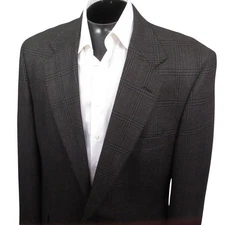 Racquet Club Vintage Sport Coat 44L Dark Brown Windowpane Check Single Vent