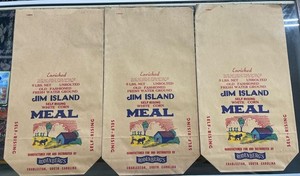 3 - Vintage 1940's-50s Jim Island Corn Meal Bags - Charleston South Carolina