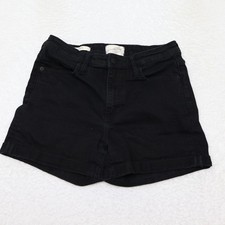 Universal Thread Women's Black High Rise Midi Denim Shorts Size 6/28 Stretch