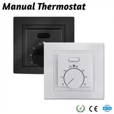 White Manual Underfloor Heating Temperature Controller Switch Thermostat Sensor