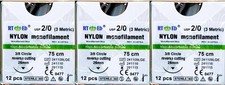 Nylon Mono Suture  2-0.  75cm  3/8 Circle cutting 26mm  Human/Vet  36 SHIPS FREE