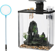 Fish Tank Aquarium, Smart Aquarium Starter Kits with Filter LED Light Silent Wat