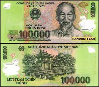 Vietnamese Paper Money 100,000 ₫ Denomination Banknotes for sale