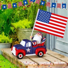 4th of July Garden Gnome Statues Independence Day Patriotic Resin Statues wit...