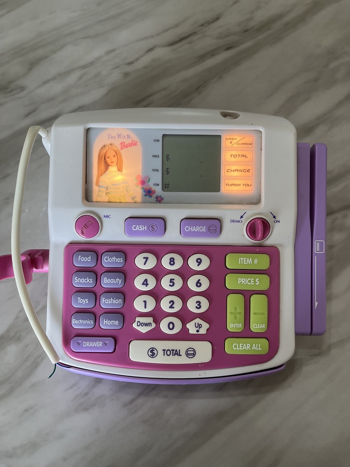 как выглядит Vintage 1999 Mattel Barbie Shop With Me Cash Register - w Cash Coins Cards фото