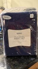Home Full Size Flannel Sheet Set- Navy Blue- 15  Deep Pocket.