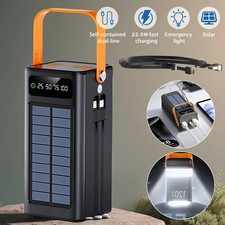 100000mAh Solar Power Bank PD22.5W Fast Charging Battery Pack for Cell Phone New