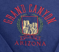 VTG Grand Canyon Arizona Embroidered Crewneck Sweatshirt Men  s XL Blue Hanes