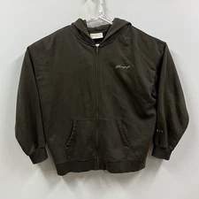 YoungLA Mens Brown Zip Up Jacket Hoodie Size Large EUC