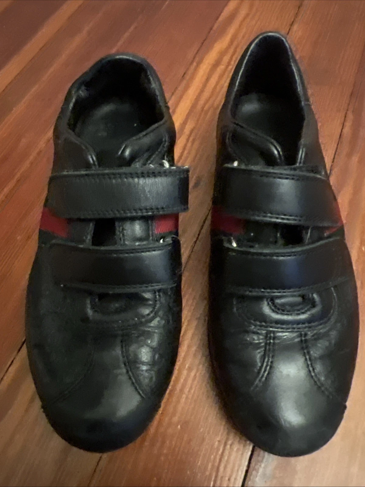 Baskets mode enfant Gucci Italie 31 US 12 cuir noir logo signature