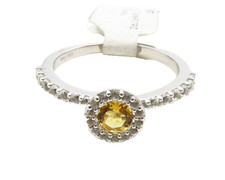 925 Sterling Silver Citrine White Topaz Shiny Band Ring Sz 6.5 RG12856