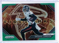 2023 Panini Prizm Drake London Green Prizm Fireworks #F-25 Atlanta Falcons
