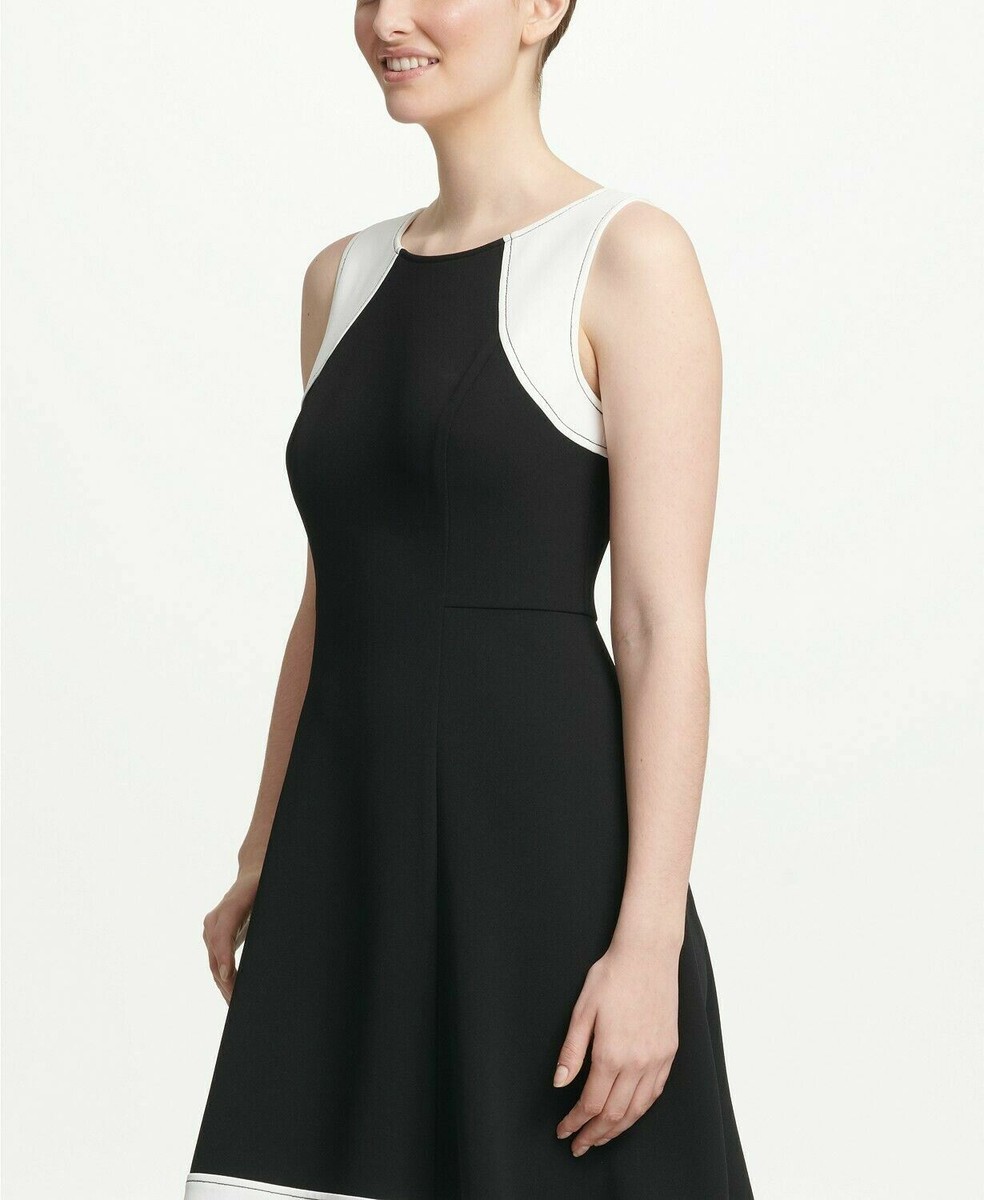 DKNY Womens A-Line Dress Black White Sleeveless Colorblock Msrp $119 Size 4  | eBay