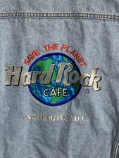Hard Rock Cafe Denim Trucker Jean Jacket Button Vintage 90s XL Washington DC