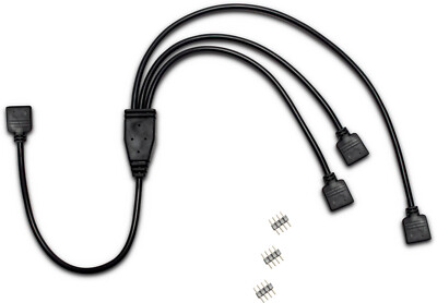 RGB Verteiler 3-fach Y-Adapterkabel für 3 Geräte mit 4Pin RGB-Header AURA Mystic