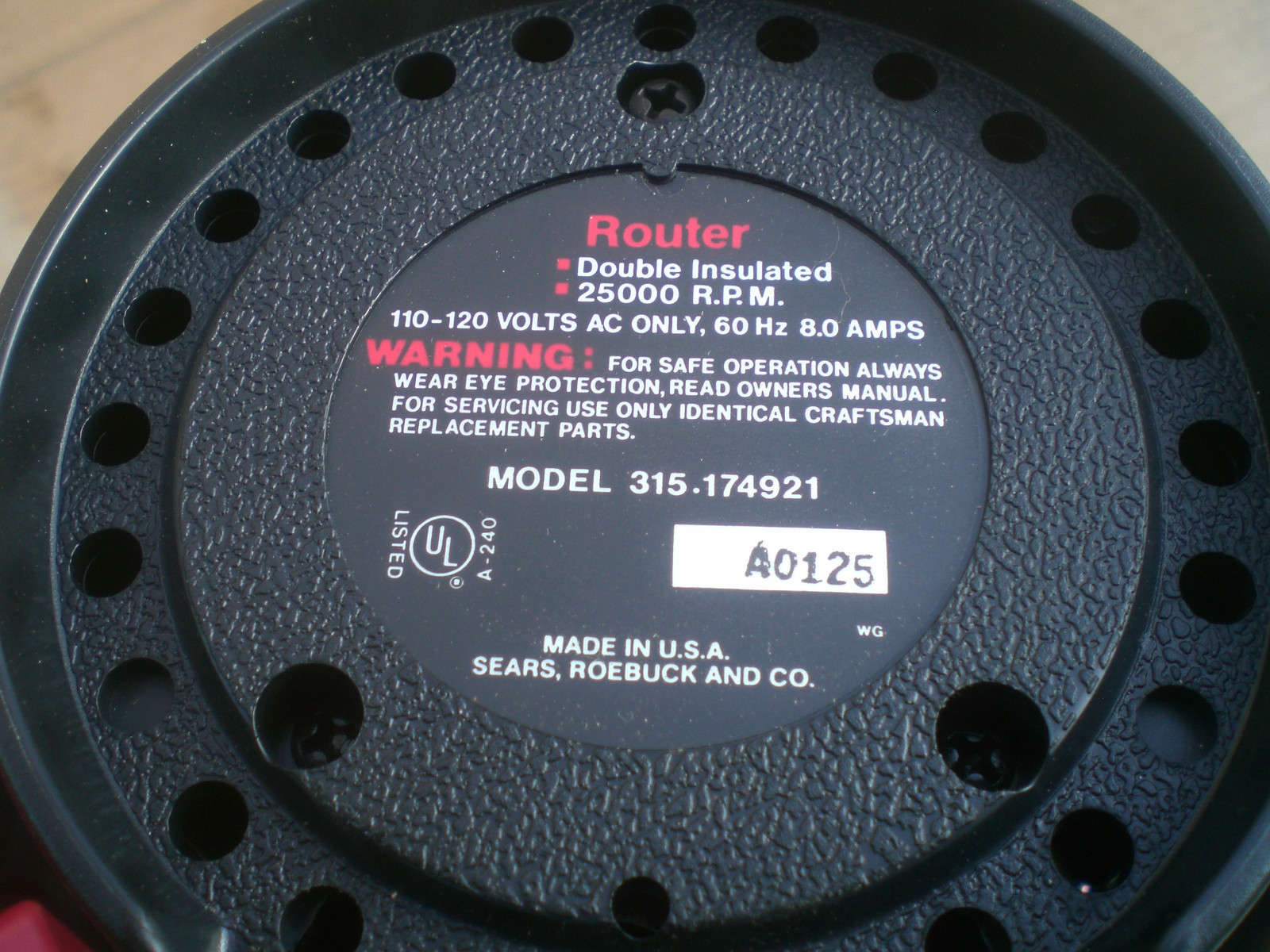 Craftsman Model 315.174921 1 1/2 Horsepower Router with CASE Manual WRENCH  for sale online | eBay