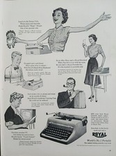 1953 vintage Royal typewriter Print Ad. portable electric. Post WWll. thumbnail