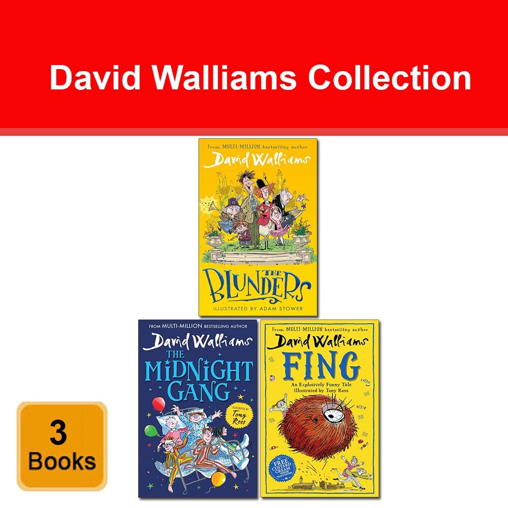 David Walliams Collection 3 Books Set The Blunders, The Midnight Gang, Fing