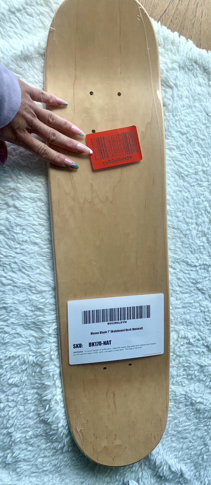Moose Blank Skateboard Deck Natural 7" Brand New In Plastic Retails $48