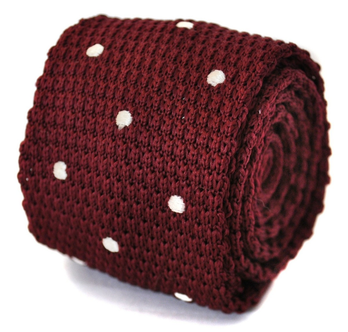 Cravate Homme Frederick Thomas – Soie Tricotée Rouge Vif – Finition Pointue Skinny – Fait Main UK