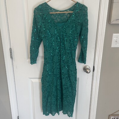 Vintage Marina Green Sequin Lace Evening Party Dress 3/4 Sleeve Size 6 Very Good | eBay Vintage Marina Green Sequin Lace Evening Party Dress 3/4 Sleeve Size 6 Very Good | eBay