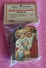 Vintage Christmas Santa Claus Ornaments Cardboard Hanging Set of 12 NEW