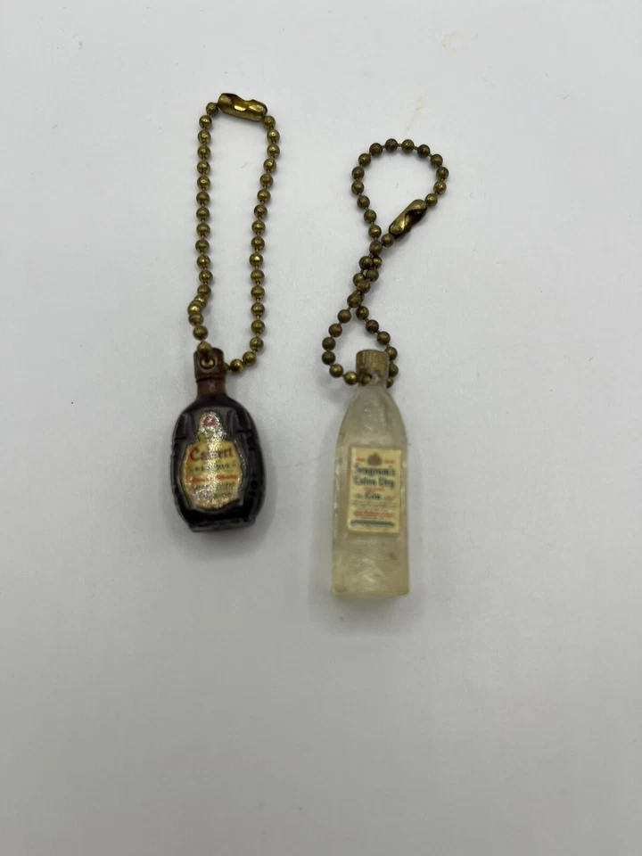 Seagrams Gin Keychain Mini Bottle &Vintage Mini CALVERT Whiskey Bottle Keychain - Image 3 of 4