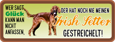 Holzschild 27x10 Irish Setter Hund gestreichelt  Wand Deko Bar Kneipe Cafe Samml