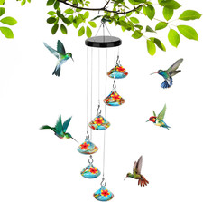 Wind Chime Hummingbird Feeder Glass Hummingbird Feeders for Outdoors Hanging,6 F