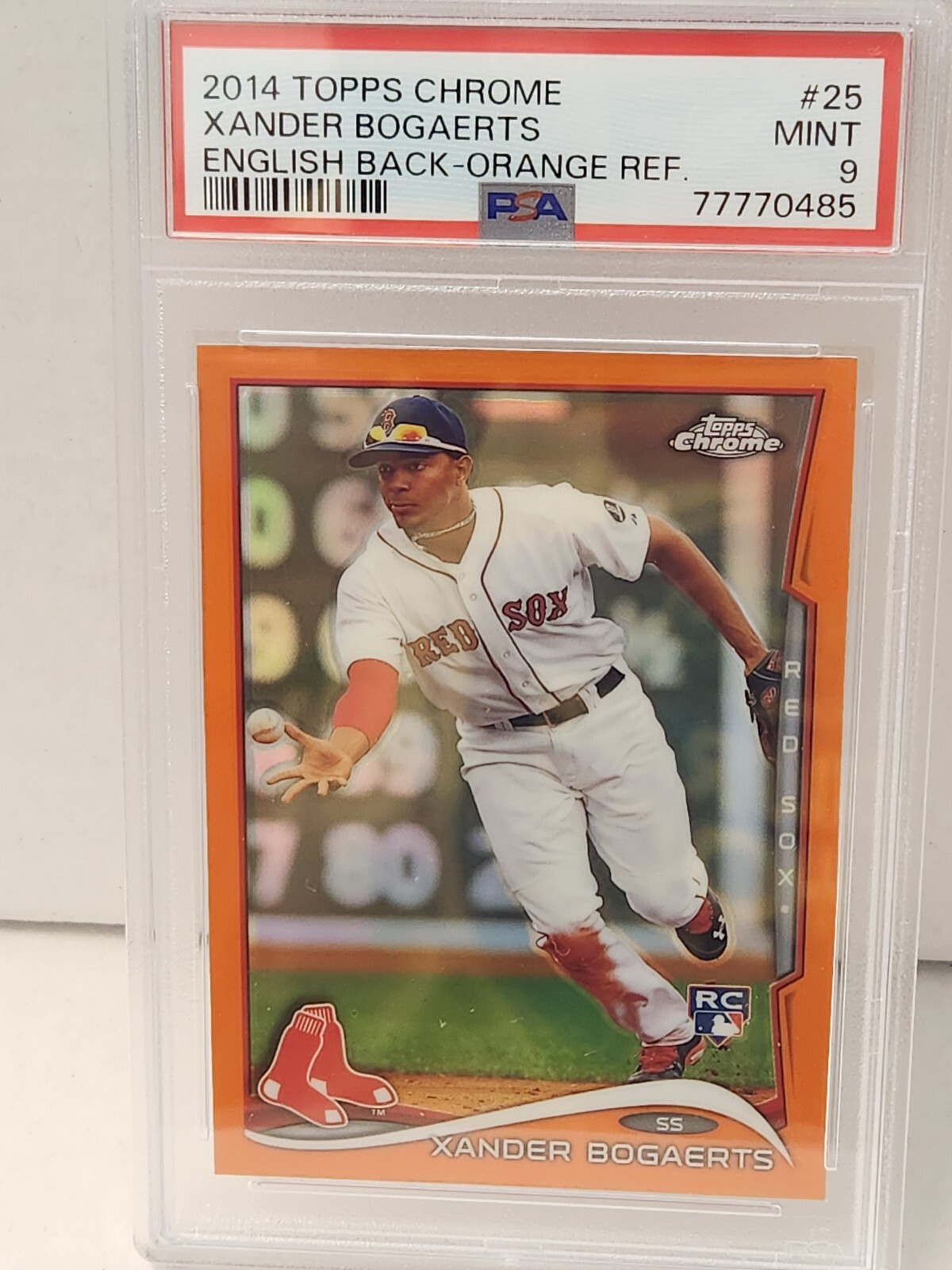 2014 Topps Chrome #25 Xander Bogaerts Orange Refractor RC PSA Mint 9 Red Sox