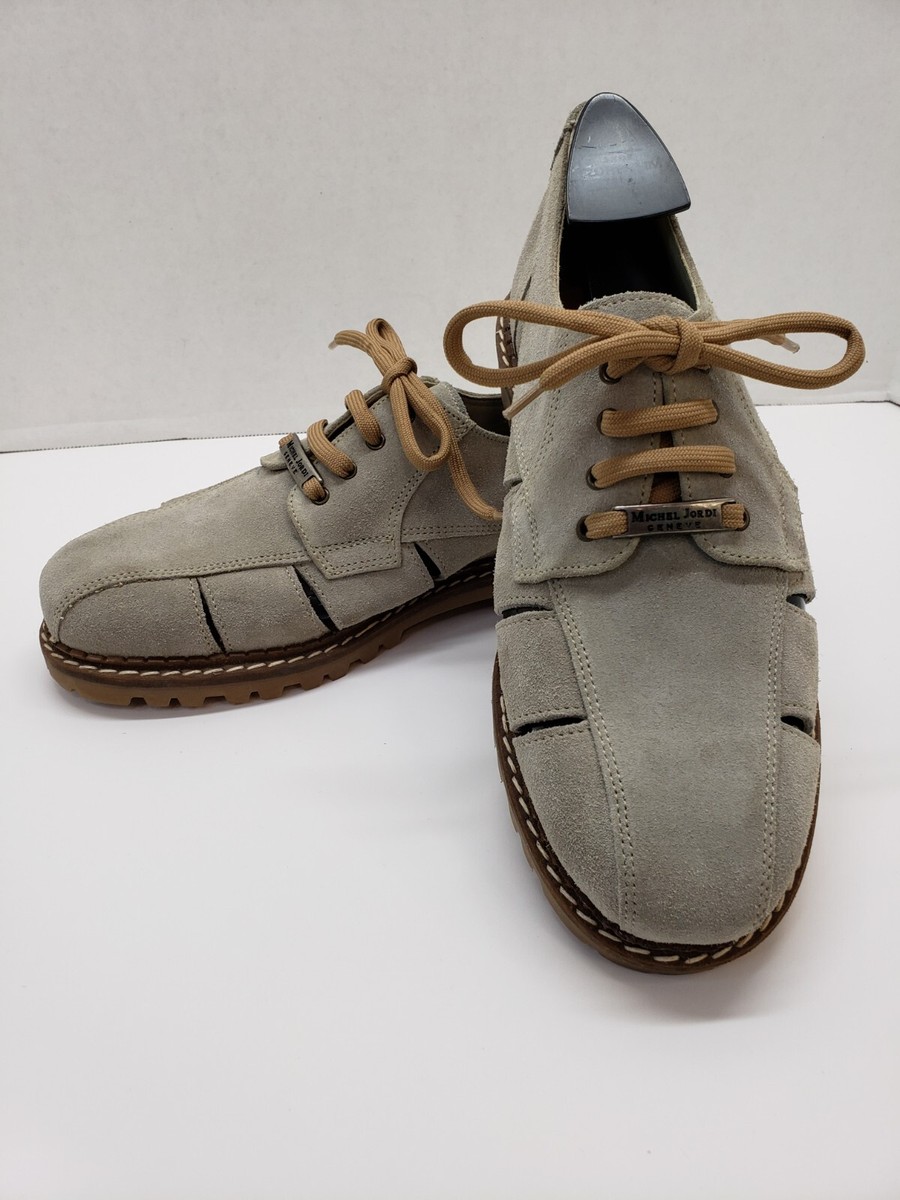 NEW Michel Jordi sz 40 Geneve Ethno Cow Hide Leather Suede Tan