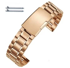 Stainless Steel Metal Bracelet 19mm 21mm 23mm 26mm Rose Gold Watch Band #5018