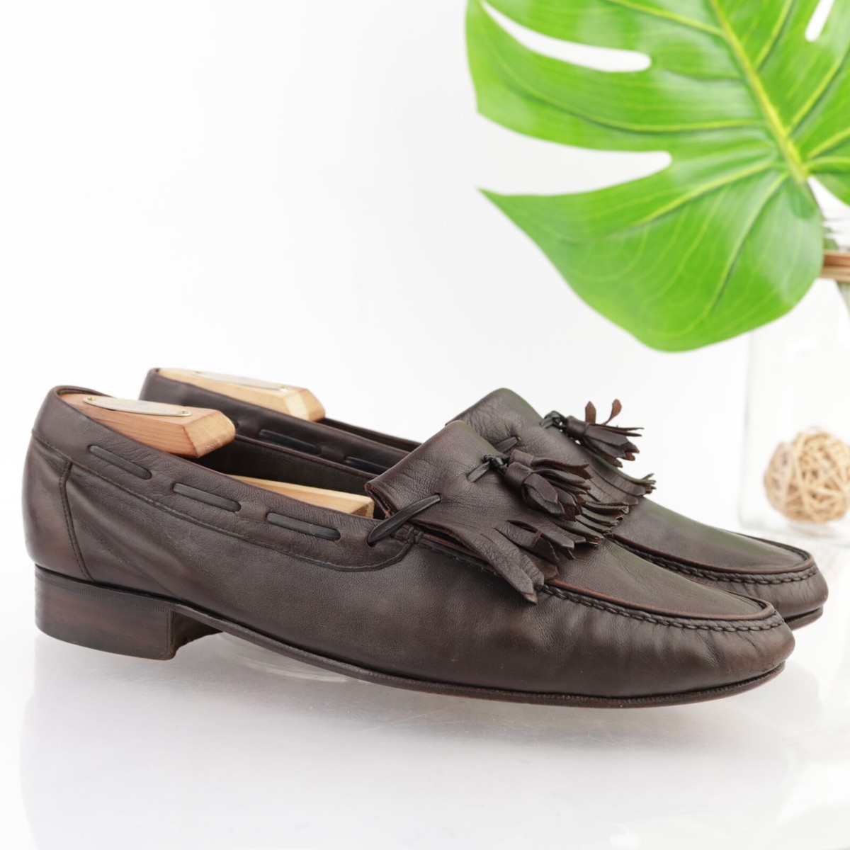 VTG Bruno Magli Mens Loafer Size 8.5 Brown Nappa Leather 