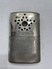 Vintage Metal Hand Warmer Lighter Fluid Refillable S Pocket Heater Star Pattern