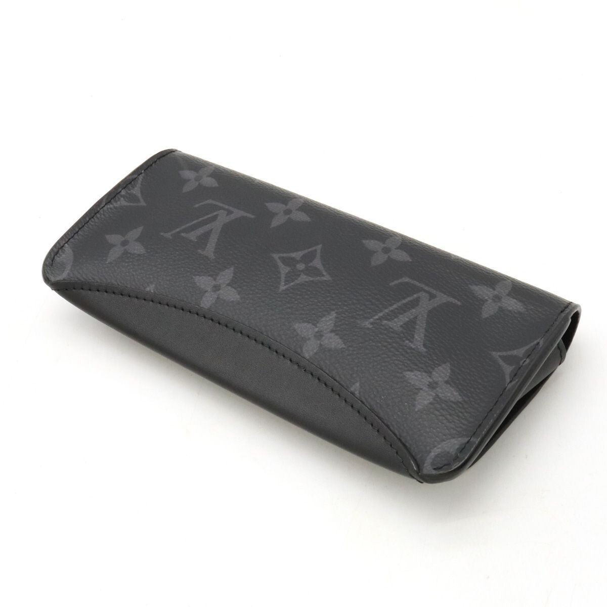 Louis Vuitton leather hard shell black sunglass glasses case Used