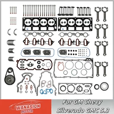 Full Head Gasket Bolts Set w/ Timing, Rod Bearing For GM Chevy Silverado GMC 5.3