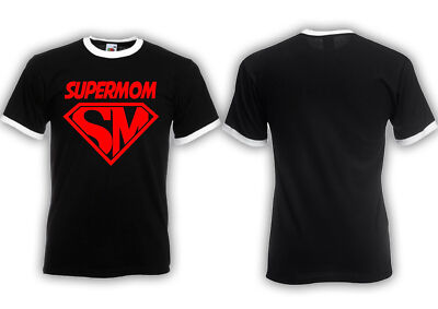 Super MOM Ringer Shirt  Fun,Kult,Eltern,Hero,Tochter,Sohn,Retro,Helden