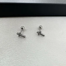 Small Tiny Cross Stud Earrings for Men Women,Streetwear Hip Hop Unisex Style