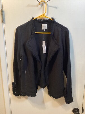 Women NWT ''NIC+ZOE' blk, long sleeve open jacket. Size L Reg. $198.00