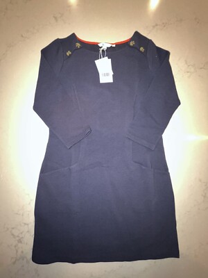 Boden Ottoman Shift Dress, Navy With Tortoise Buttons, Size 8L, NWT