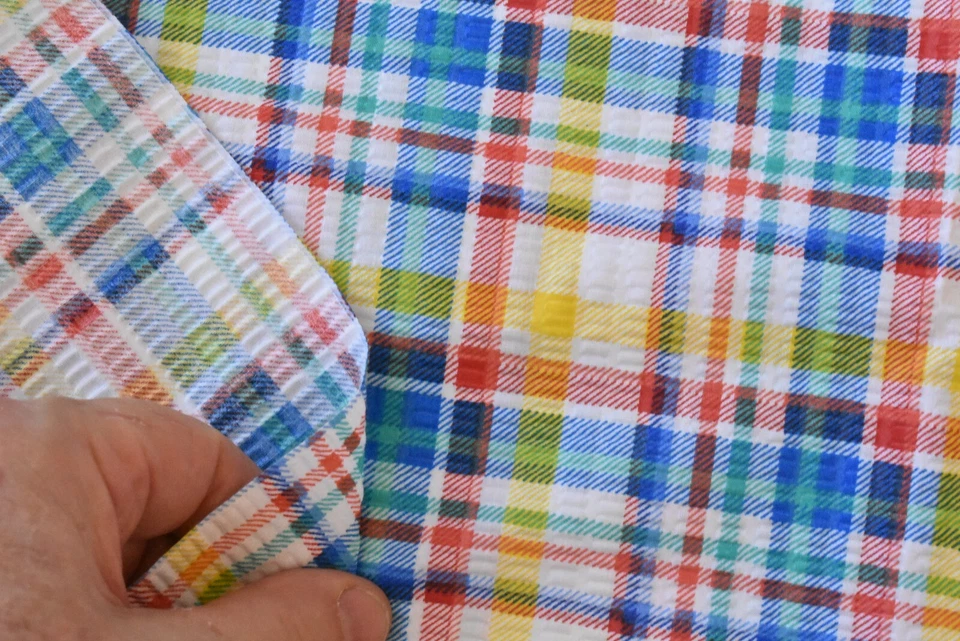 Plisado de algodón a cuadros amarillo azul verde y lectura de 18" de largo, N4788 Foto 4 de 4